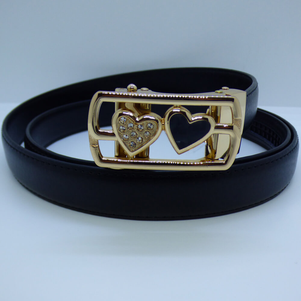 Ceinture automatique femme fashion double coeurs