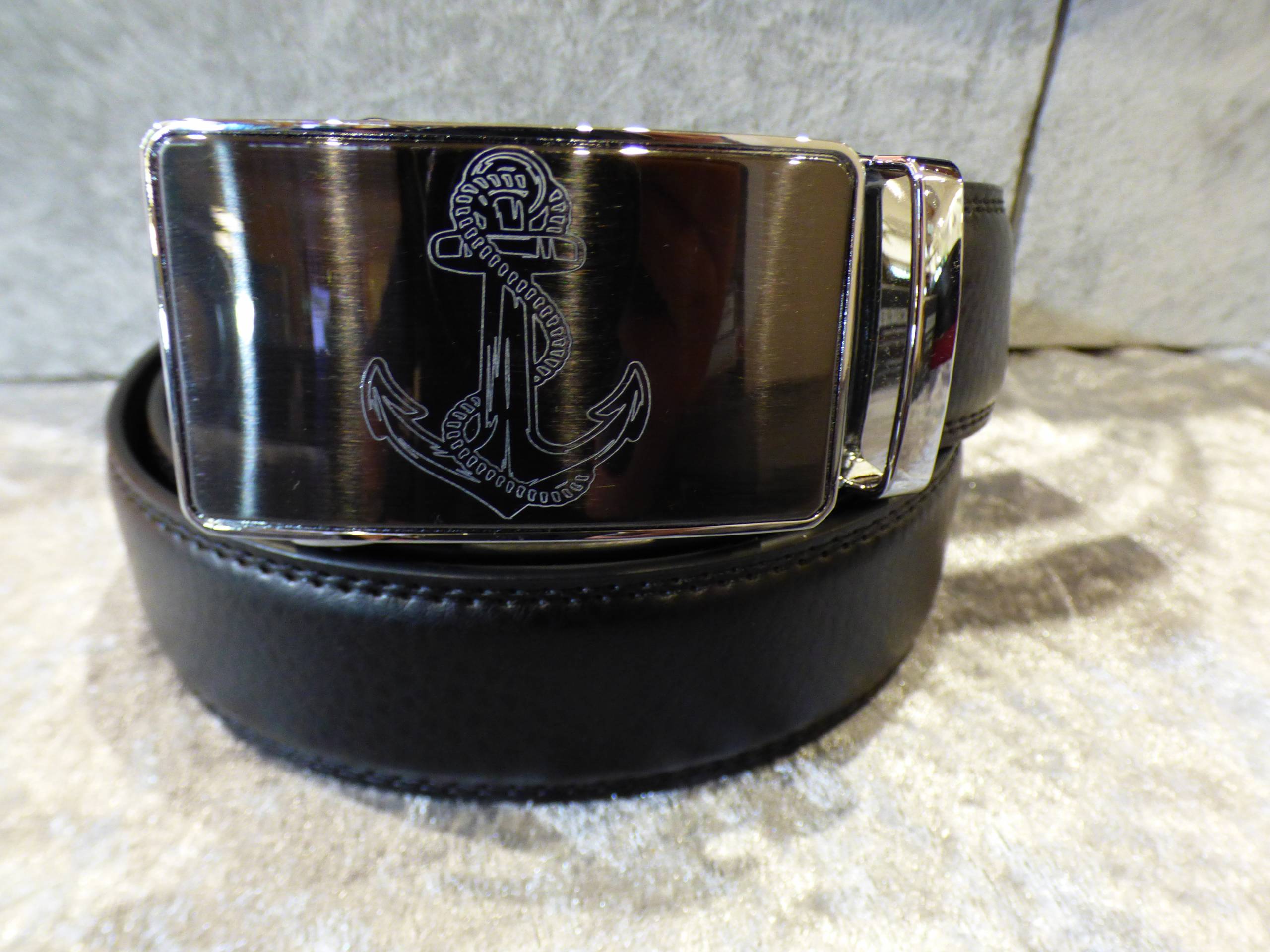 Ceinture automatique Gravure "Ancre Marine " 3.5 cm Nouveauté