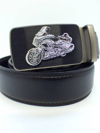Ceinture moto Goldwing Argentée - ceinture automatique confectionnée par le Kiosque à Ceintures